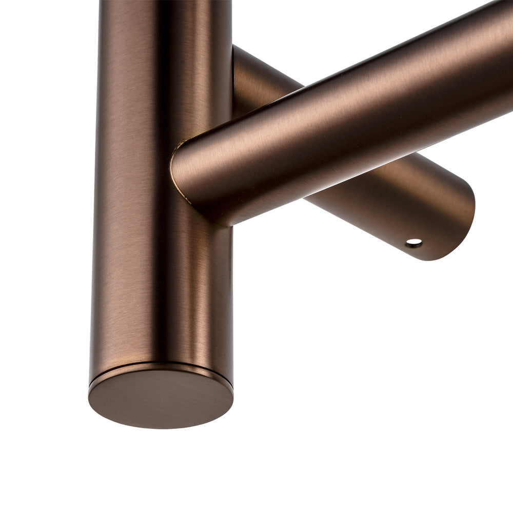Round Light Brushed Copper Electric Heated Towel Rack 4 Bars