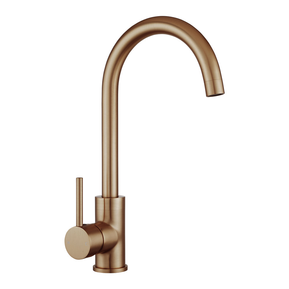 Round Brushed Yellow Gold Kitchen Sink Mixer Tap (Copy)