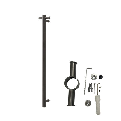Round Vertical Brushed Gun Metal Grey Electric Heated Towel Rack Single Bar(with Timer)