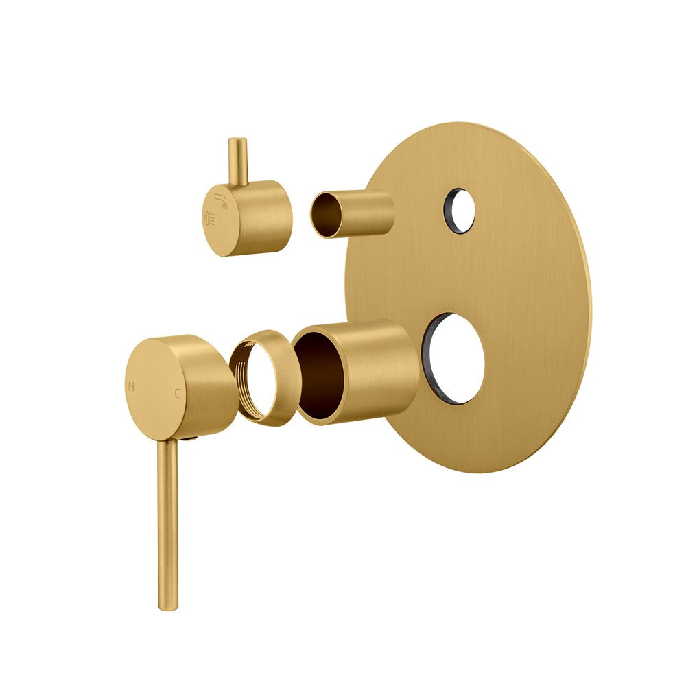 LUCID PIN Series Brushed Brass Diverter Mixer Trim Kit (match CLPD)