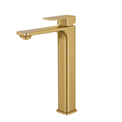 IVANO Series Square Brushed Brass Tall Basin Mixer