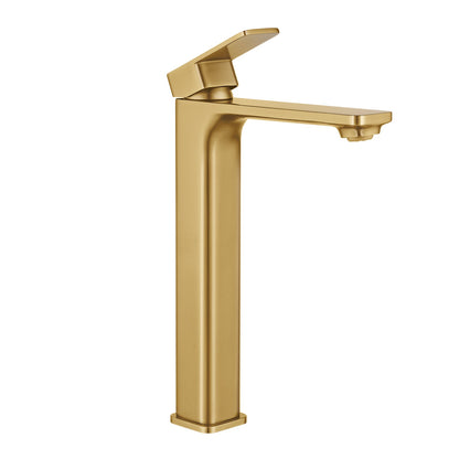 IVANO Series Square Brushed Brass Tall Basin Mixer