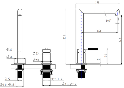 Caddence Brushed Brass Basin Mixer