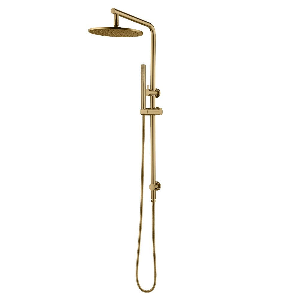 10'' Round Brushed Yellow Gold Shower Station Top Water Inlet(Right Angle)
