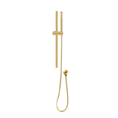 Round Brushed Brass Wall Mounted Sliding Rail with Water Hose & Wall Connector Only