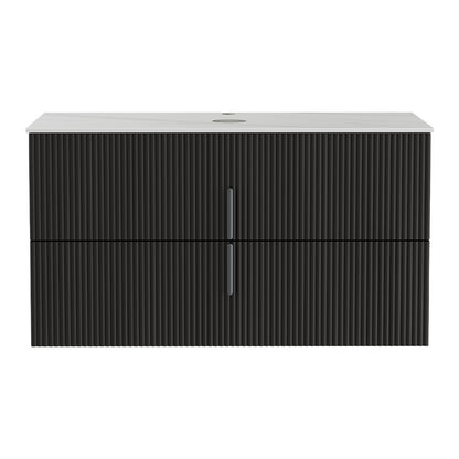 Vanity Unit 900mm Bathroom Cabinet Storage Wall Hung Black Timber Front