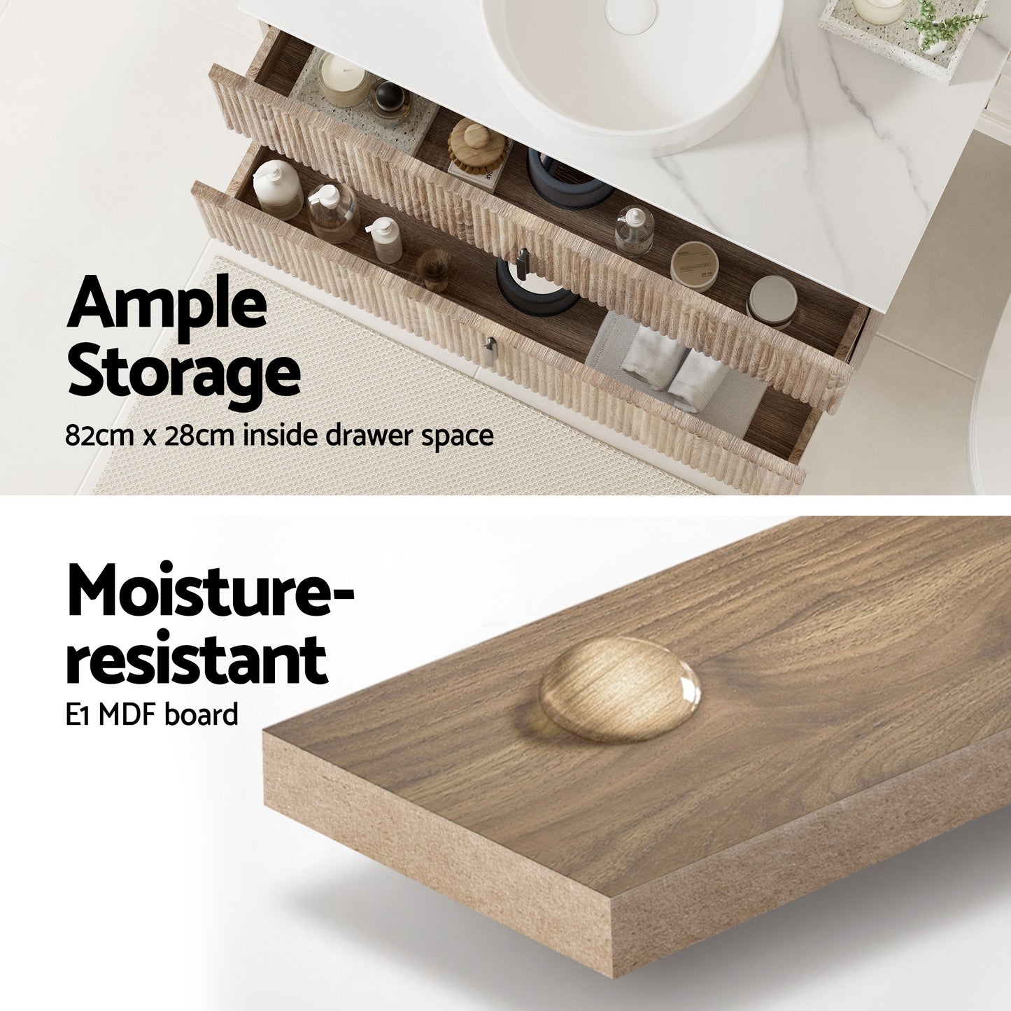 Vanity Unit 900mm Bathroom Cabinet Storage Wall Hung Timber Front Pine