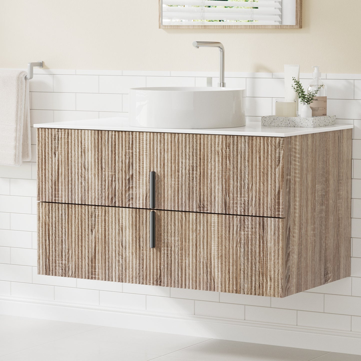 Vanity Unit 900mm Bathroom Cabinet Storage Wall Hung Timber Front Pine