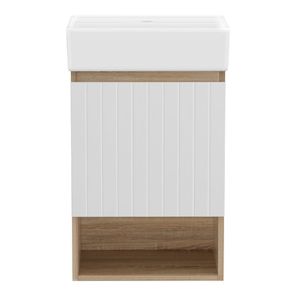 Vanity Unit 445mm Basin Bathroom Cabinet Storage Wall Hung Sink White