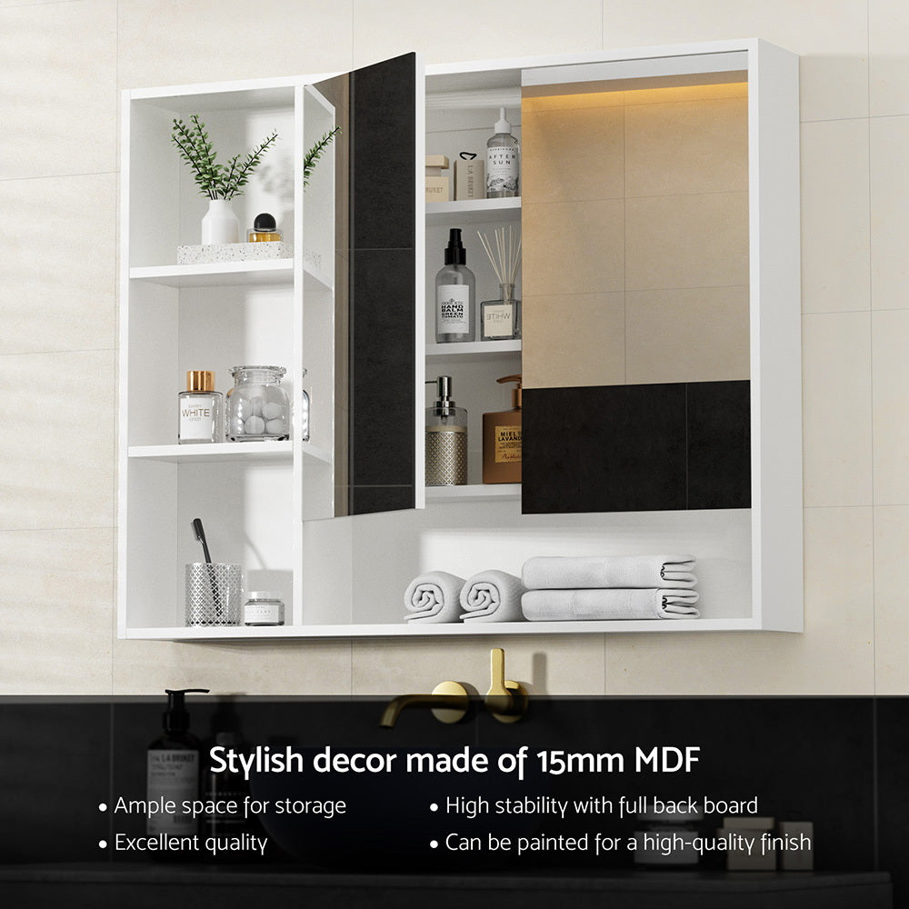 Bathroom Mirror Cabinet 100CM Vanity Medicine Wall Mounted Storage White
