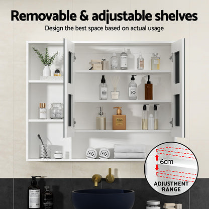 Bathroom Mirror Cabinet 100CM Vanity Medicine Wall Mounted Storage White