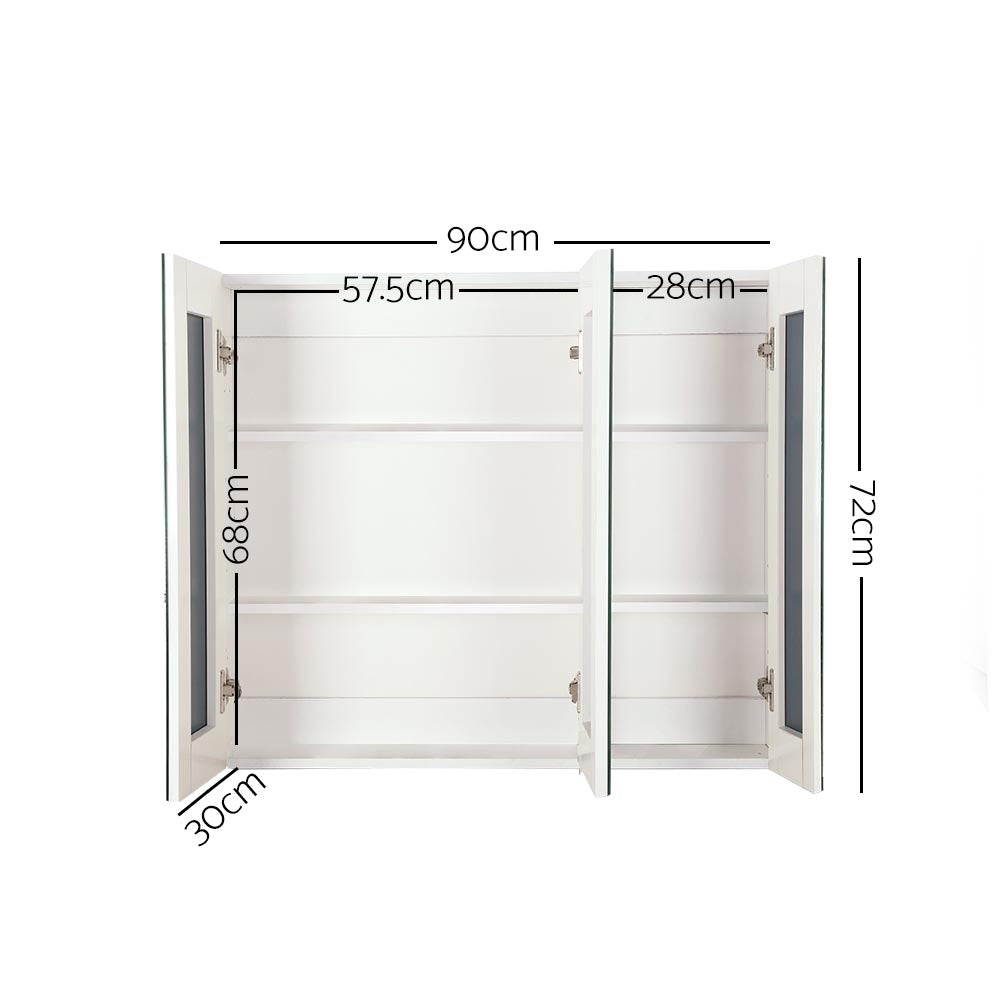 Bathroom Vanity Mirror with Storage Cabinet - White