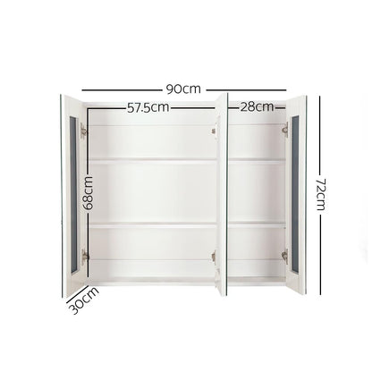 Bathroom Vanity Mirror with Storage Cabinet - White
