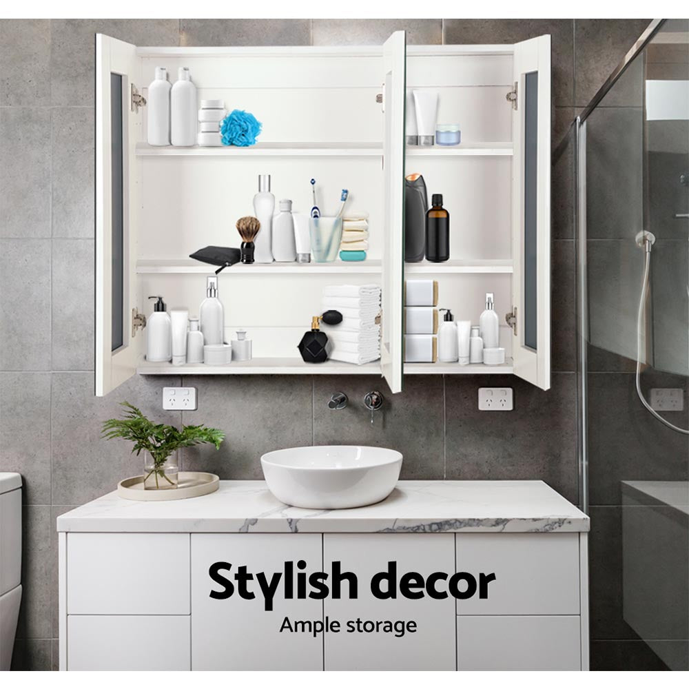 Bathroom Vanity Mirror with Storage Cabinet - White