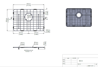 Stainless Steel Gun Metal Sink Grid For Carysil Big Bowl