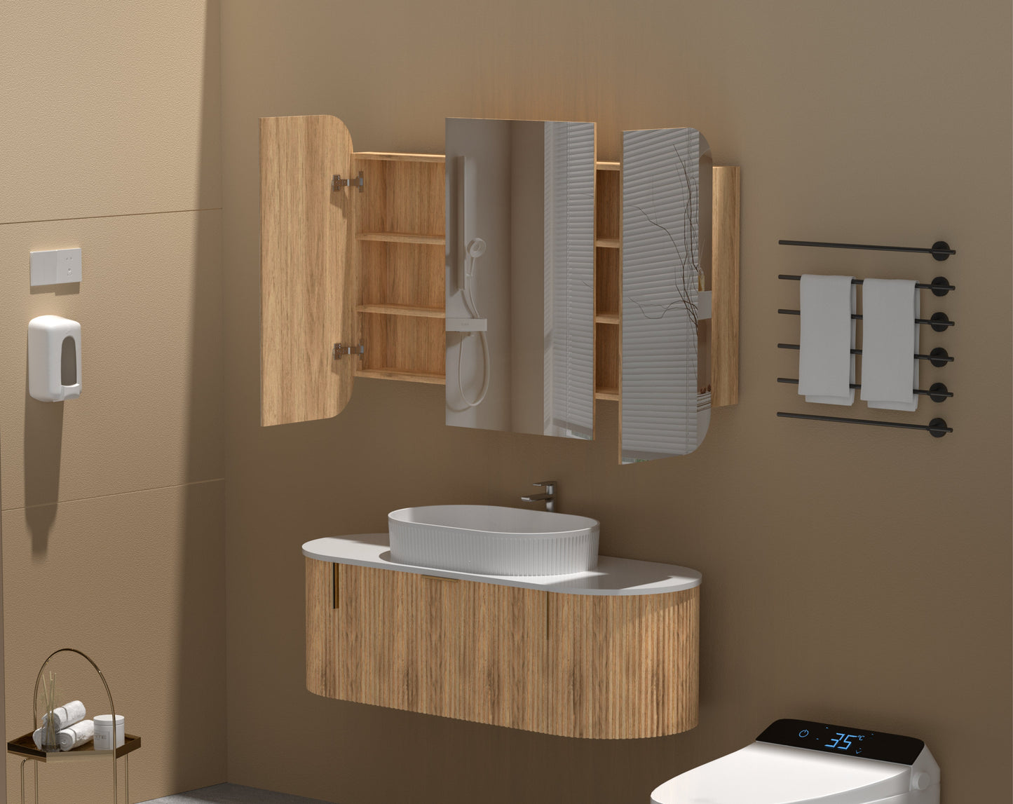 Navona Carysil 1200x800mm Grand Walnut Shaving Cabinet