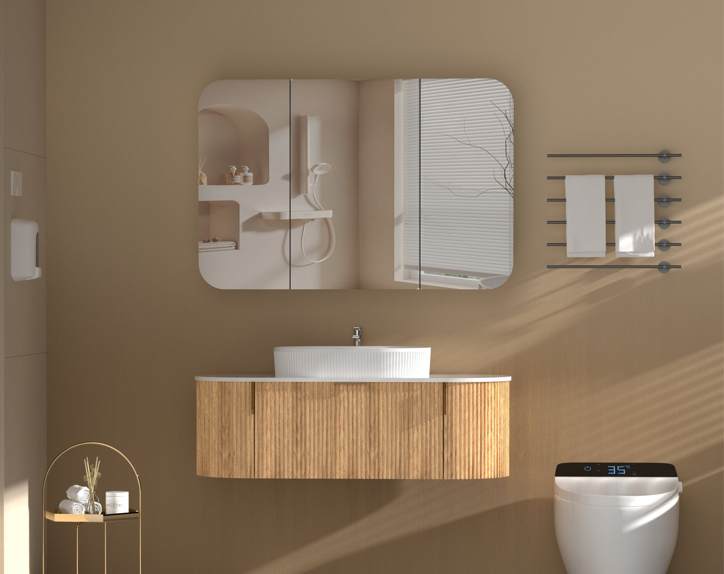 Navona Carysil 1200x800mm Grand Walnut Shaving Cabinet