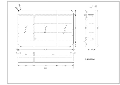 CARYSIL  1200x800mm Grand Matte White Shaving Cabinet