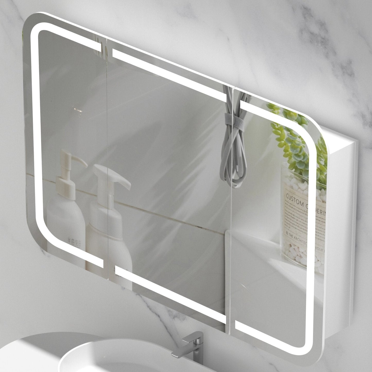 CARYSIL 1200x800mm Grand LED Matte White Shaving Cabinet