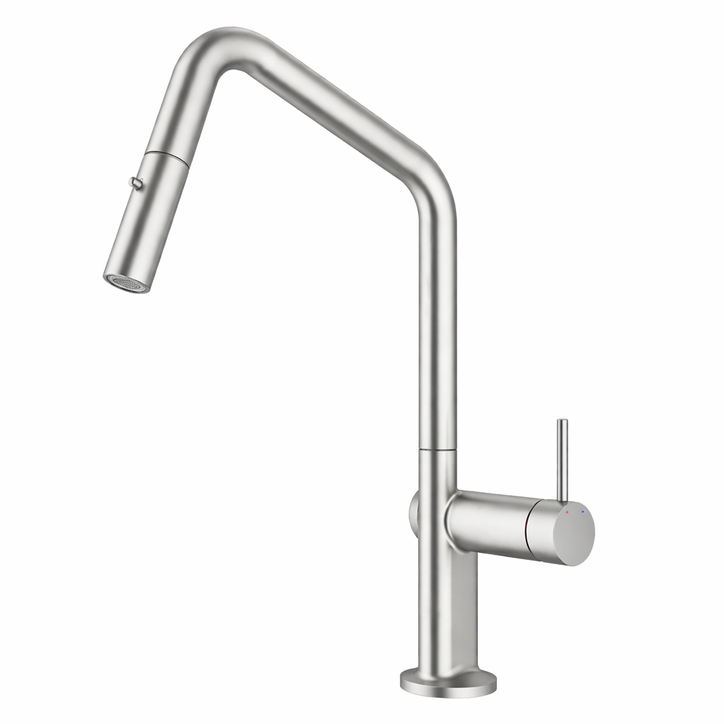 Carysil Angle Brushed Nickel Pull Out Kitchen Mixer