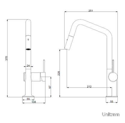 Carysil Angle Gun Metal Pull Out Kitchen Mixer
