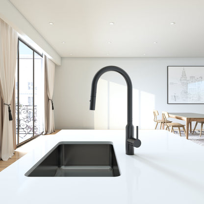 Carysil Round Granite Black Pull Out Kitchen Mixer