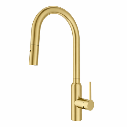Carysil Round Brushed Yellow Gold Pull Out Kitchen Mixer