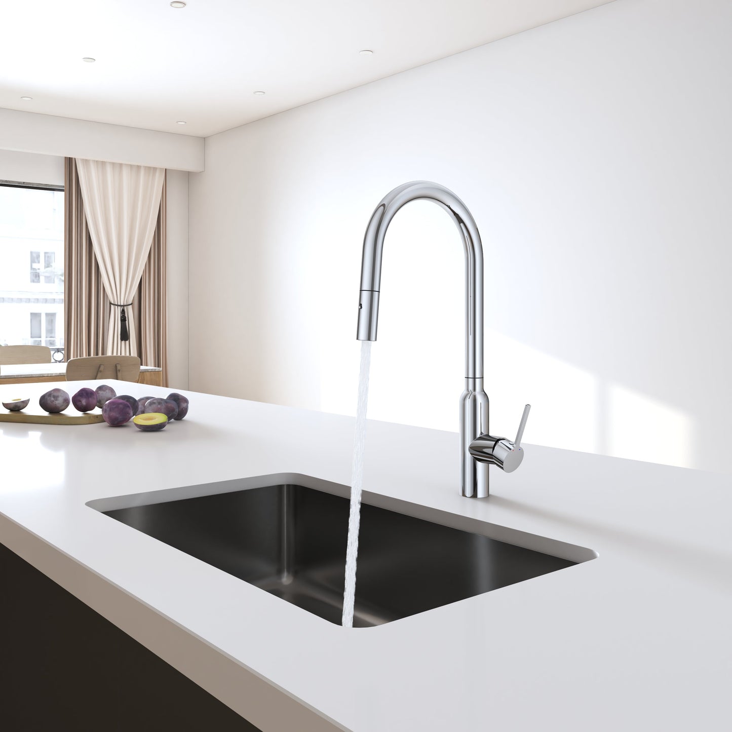 Carysil Round Chrome Pull Out Kitchen Mixer
