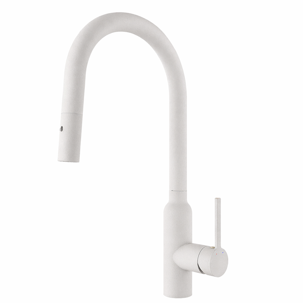 Carysil Round Granite White Pull Out Kitchen Mixer