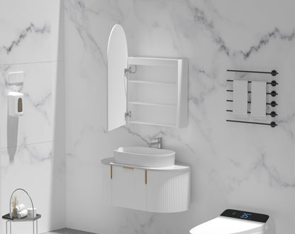 CARYSIL Imperial 600x900mm MATTE WHITE Arch LED Shaving Cabinet