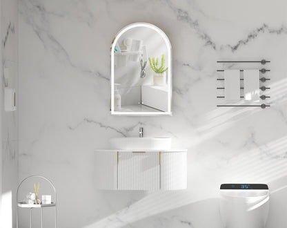 CARYSIL Imperial 600x900mm MATTE WHITE Arch LED Shaving Cabinet
