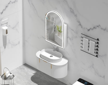 CARYSIL Imperial 600x900mm MATTE WHITE Arch LED Shaving Cabinet