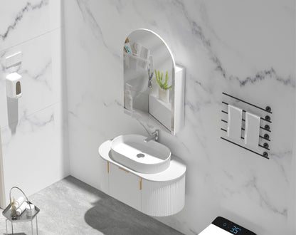 CARYSIL Imperial 600x900mm MATTE WHITE Arch Shaving Cabinet