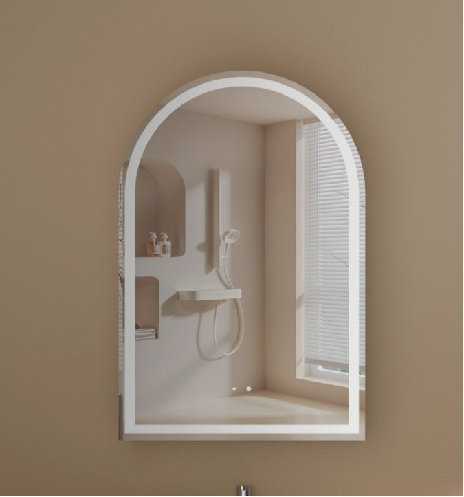 CARYSIL Imperial 600x900mm WALNUT Arch LED Shaving Cabinet