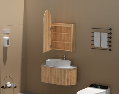 CARYSIL Imperial 600x900mm WALNUT Arch LED Shaving Cabinet