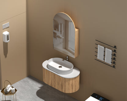 CARYSIL Imperial 600 x900mm WALNUT Arch Shaving Cabinet