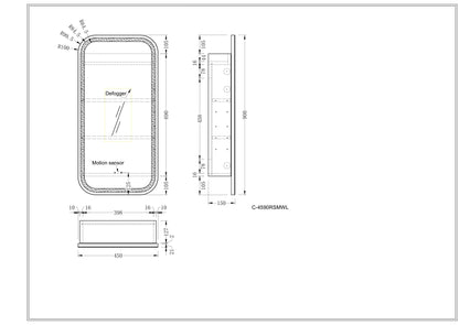 CARYSIL EARLS 450x900mm MATTE WHITE Squircle LED Shaving Cabinet