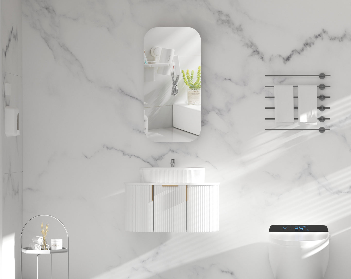 CARYSIL EARLS 450x900mm MATTE WHITE Squircle Shaving Cabinet