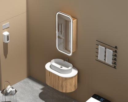 CARYSIL EARLS 450x900mm WALNUT Squircle LED Shaving Cabinet