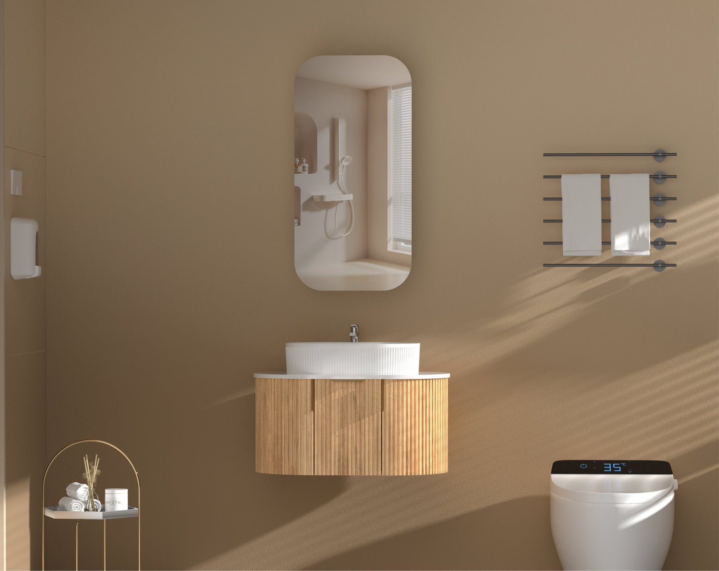 CARYSIL EARLS 450x900mm WALNUT Squircle Shaving Cabinet