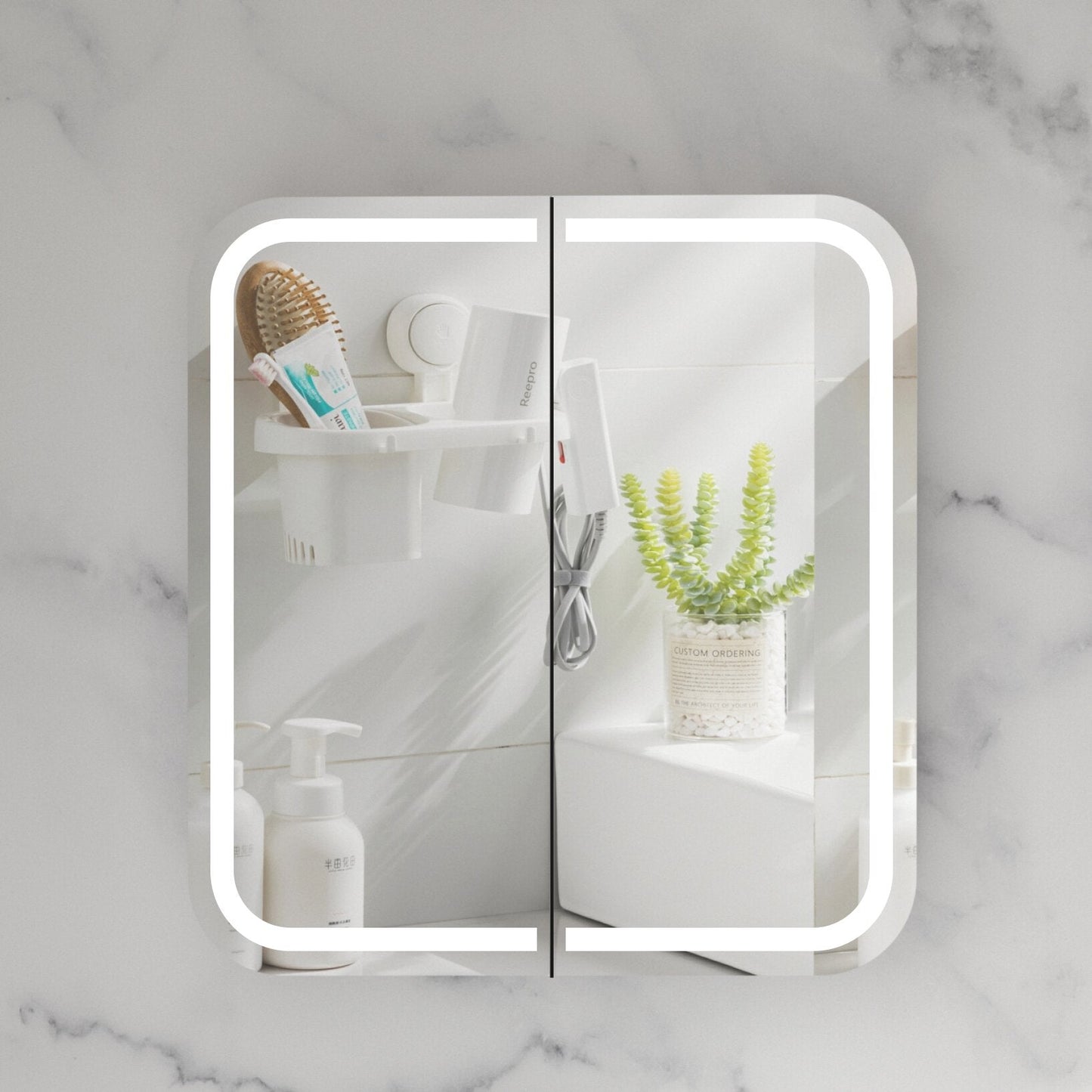 CARYSIL  750x800mm Grand Matte White LED Shaving Cabinet
