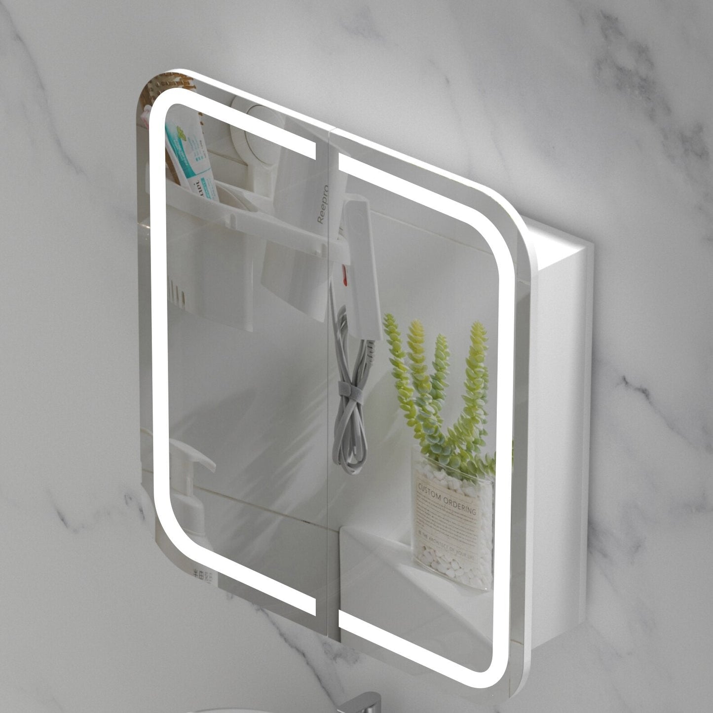 CARYSIL  750x800mm Grand Matte White LED Shaving Cabinet