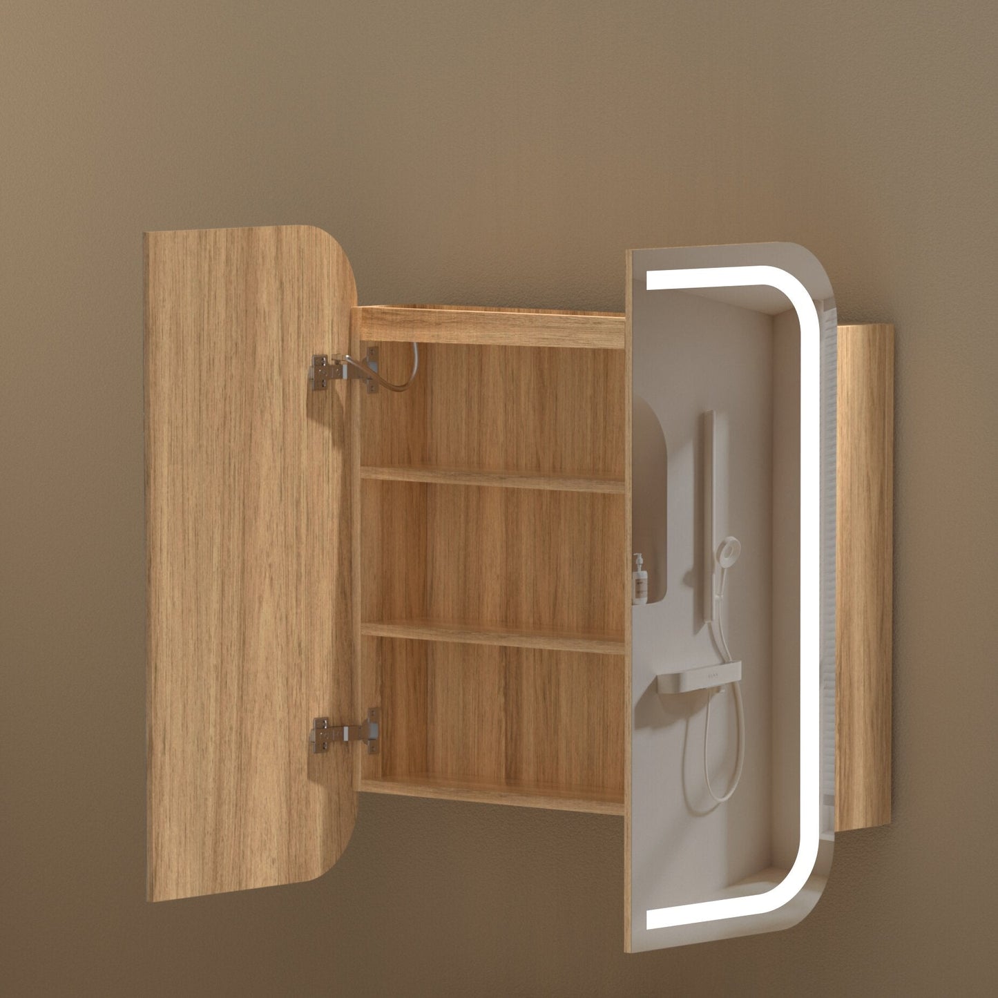 CARYSIL 750x800mm Grand Walnut LED Shaving Cabinet