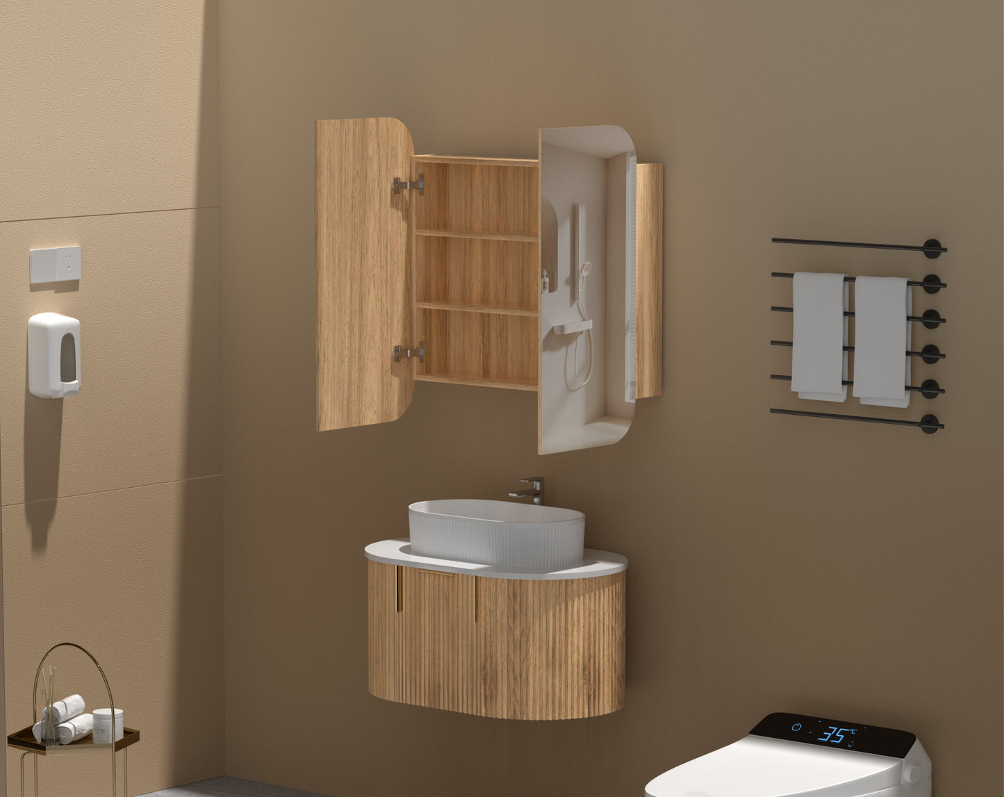 CARYSIL  750x800mm Grand Walnut Shaving Cabinet