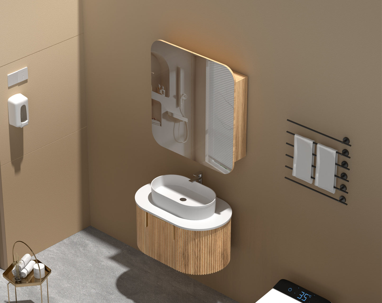 CARYSIL  750x800mm Grand Walnut Shaving Cabinet