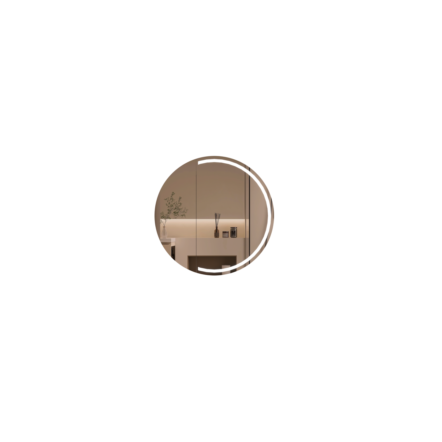 CARYSIL Orbit Series Round  800x800mm Matte White LED Shaving Cabinet