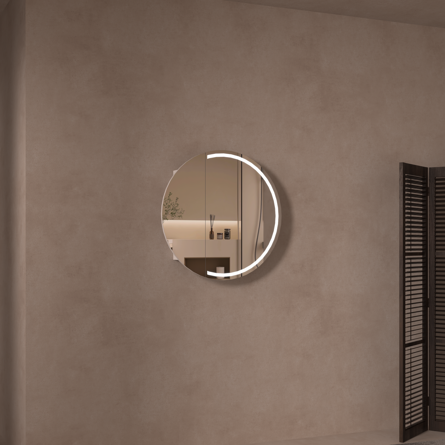 CARYSIL Orbit Series Round  800x800mm Matte White LED Shaving Cabinet