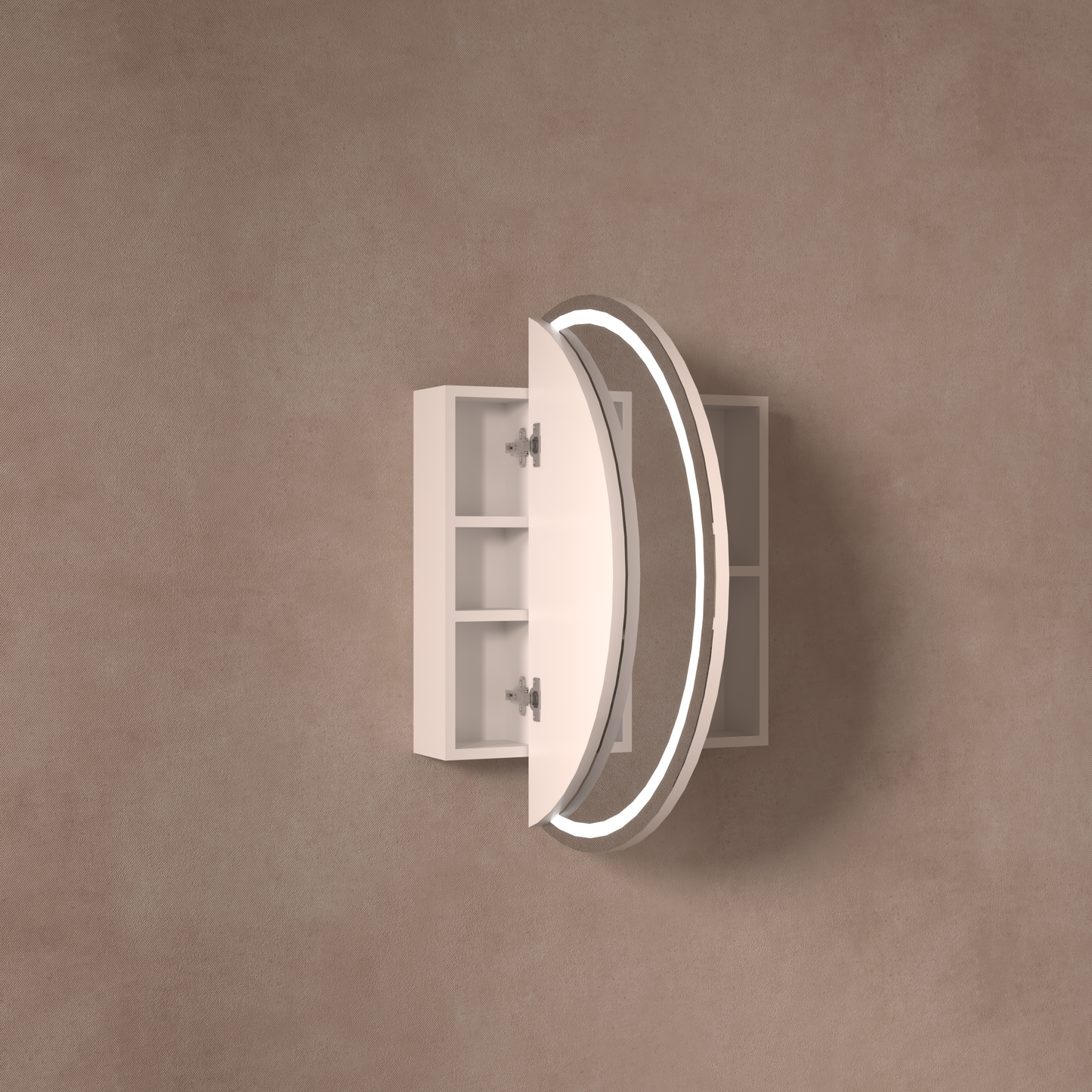 CARYSIL Orbit Series Round  800x800mm Matte White LED Shaving Cabinet