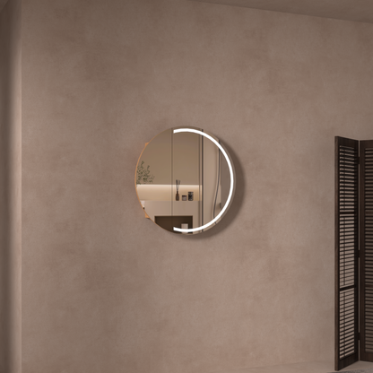 CARYSIL Orbit Series Round  800x800mm Walnut LED Shaving Cabinet