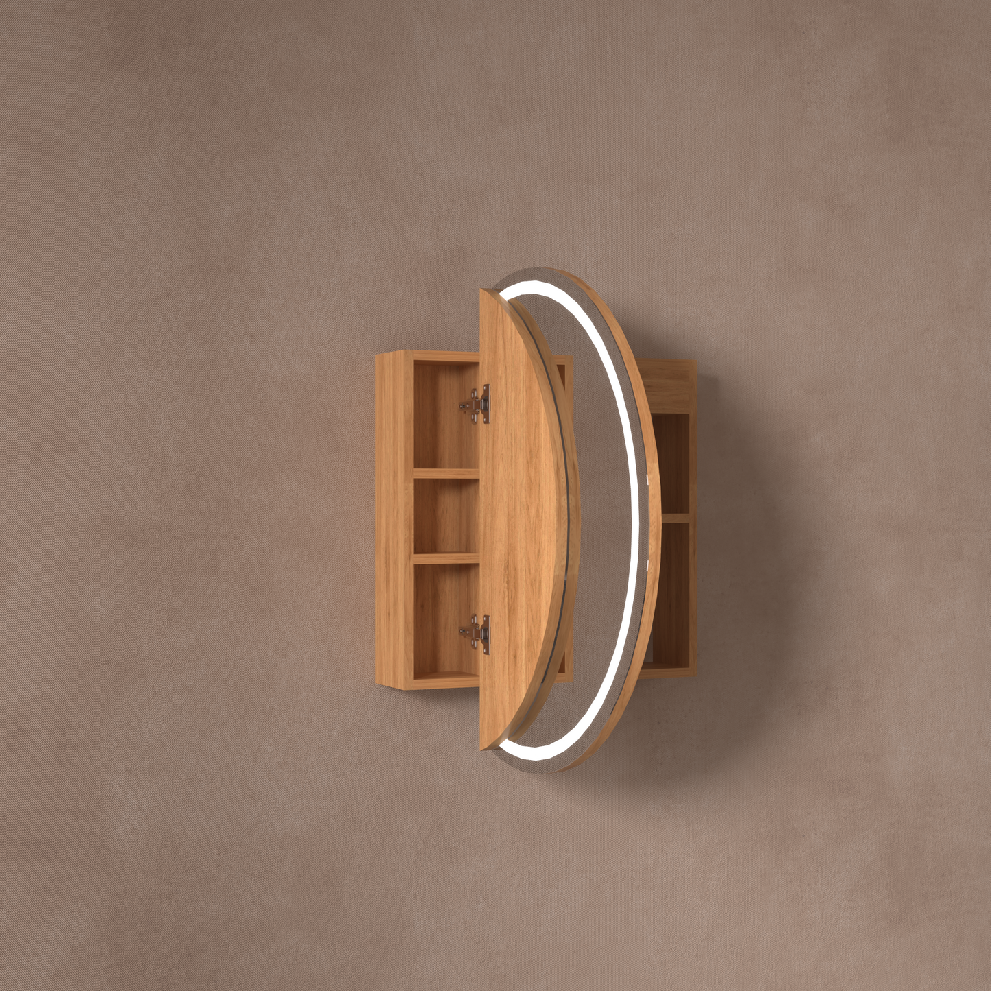 CARYSIL Orbit Series Round  800x800mm Walnut LED Shaving Cabinet